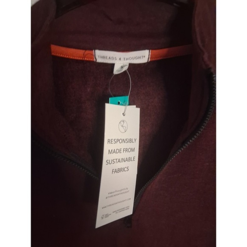 Threads 4 Thought Maroon Quarter Zip Mock Neck Pullover Top Small TWA4203 - Picture 5 of 9